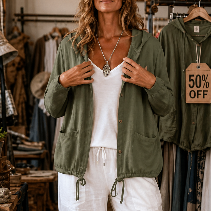 Chaqueta ligera con capucha y cordón ajustable