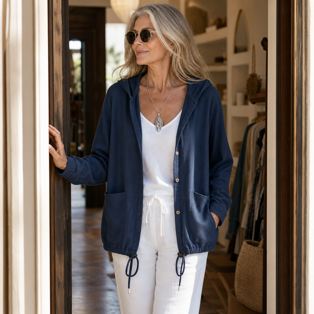 Chaqueta ligera con capucha y cordón ajustable