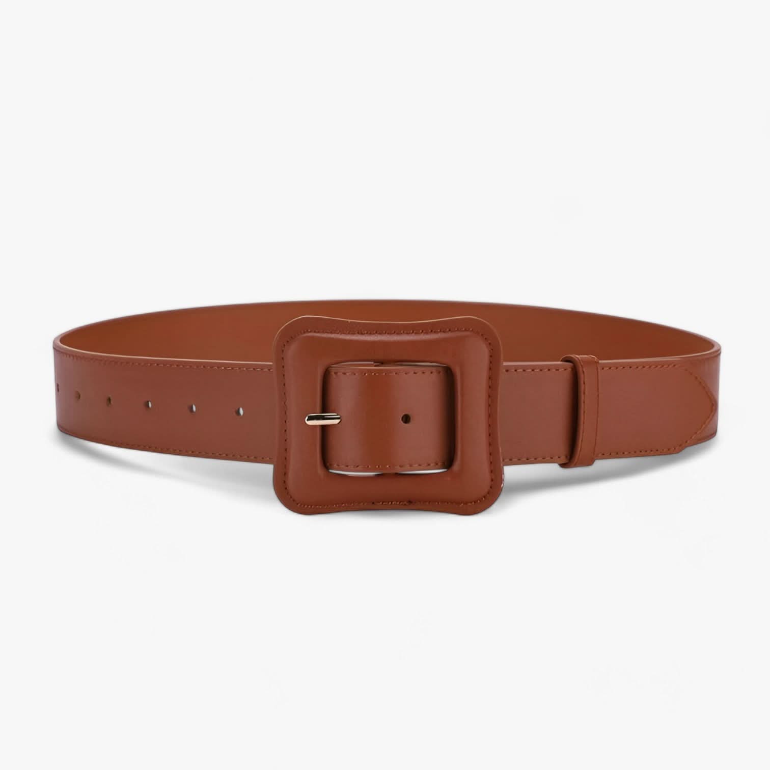 Cinturón ancho de cuero vintage de talle alto para mujer con hebilla ajustable