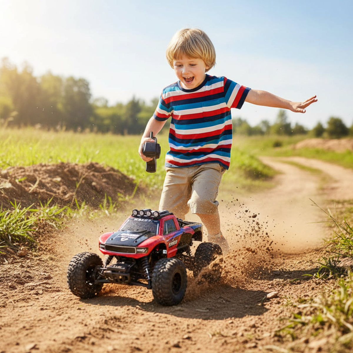 Coche RC anfibio todoterreno monster truck con mando a distancia