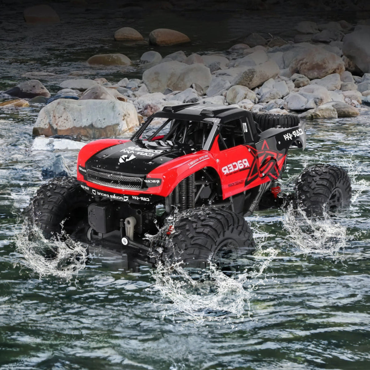 Coche RC anfibio todoterreno monster truck con mando a distancia