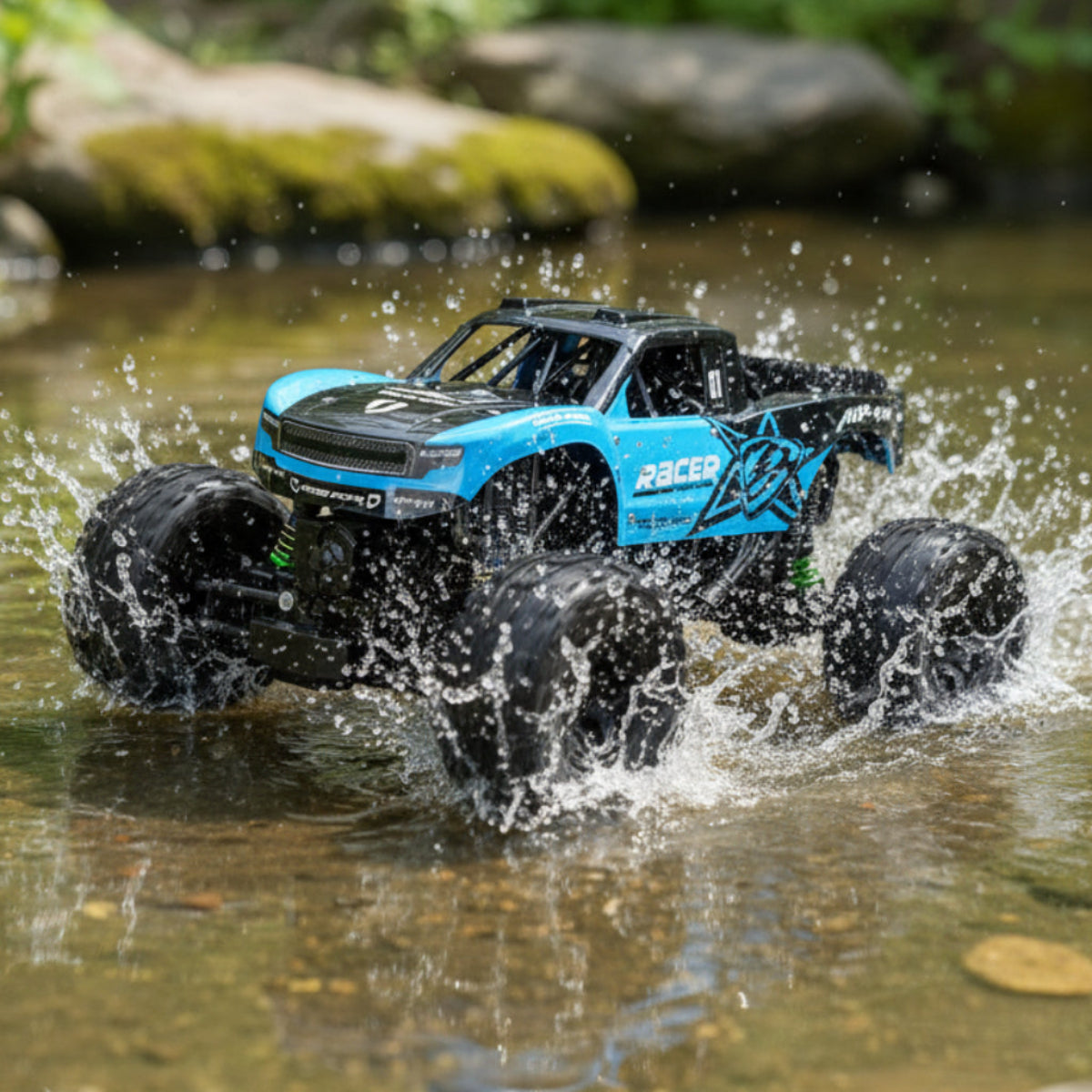 Coche RC anfibio todoterreno monster truck con mando a distancia
