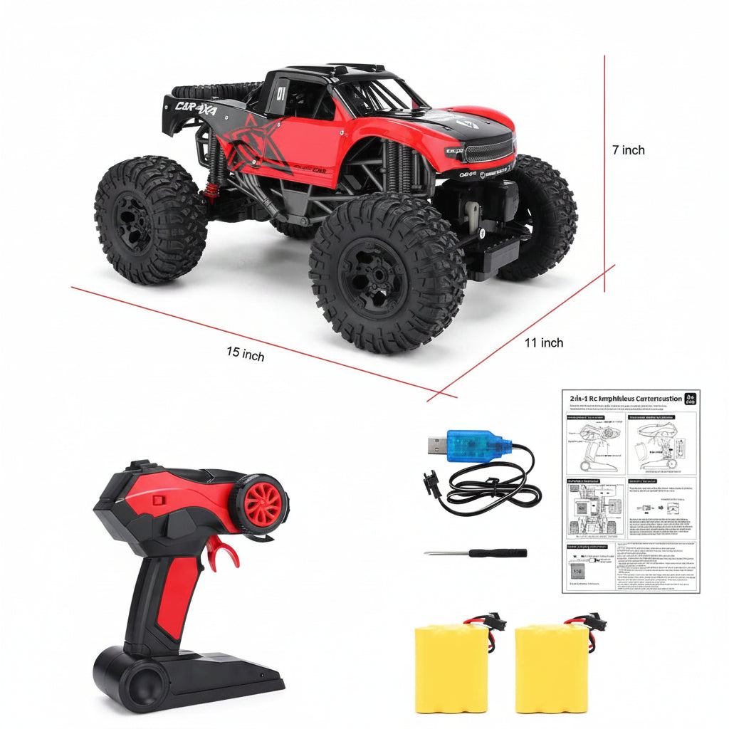 Coche RC anfibio todoterreno monster truck con mando a distancia