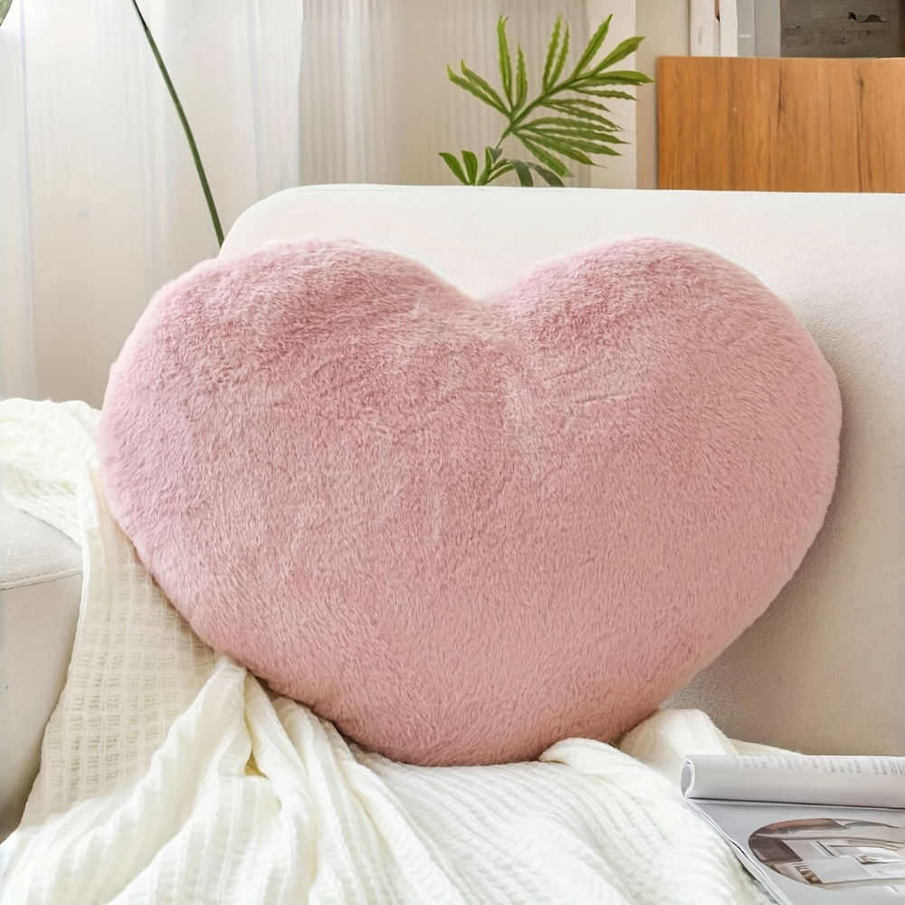 Cojín decorativo de felpa con forma de corazón