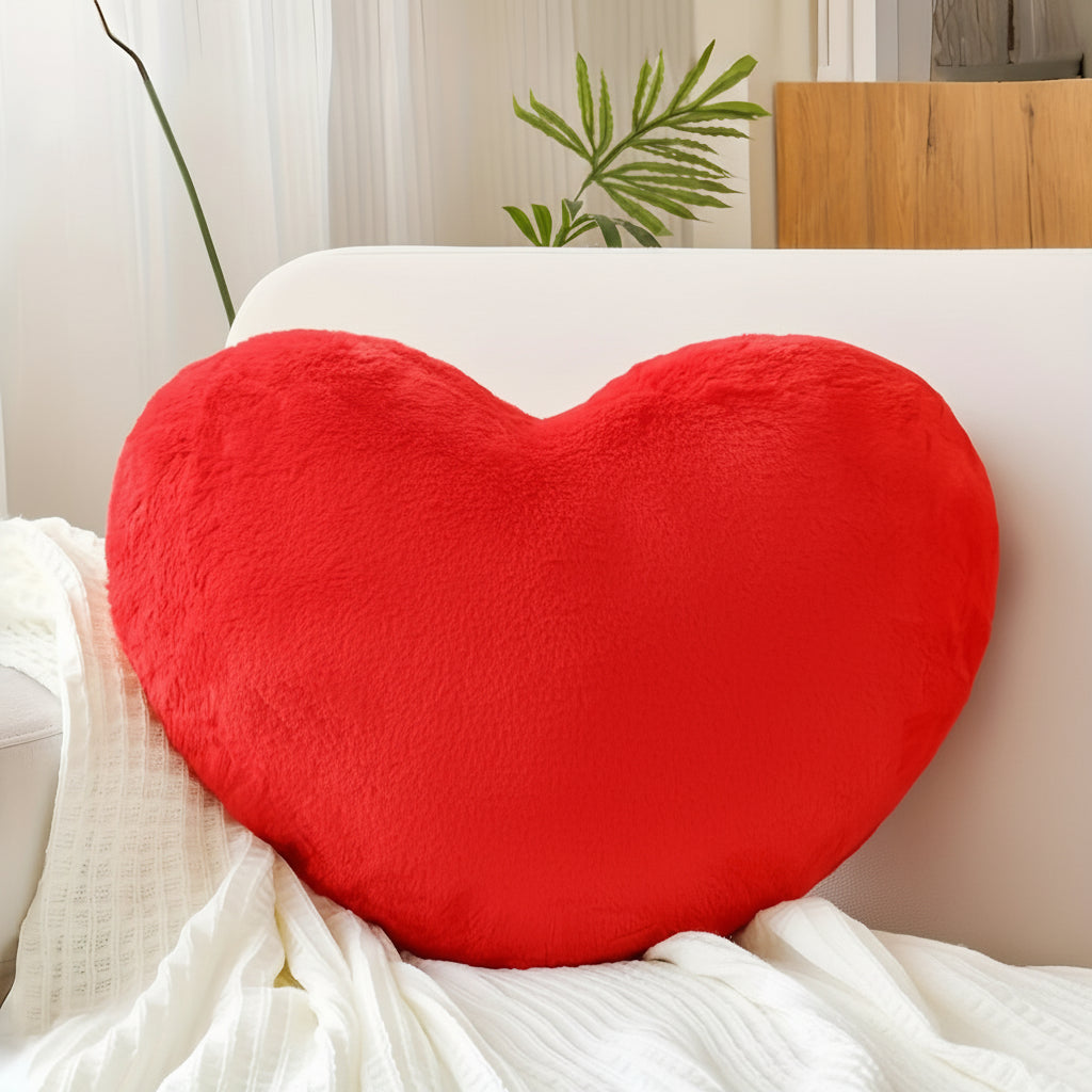 Cojín decorativo de felpa con forma de corazón