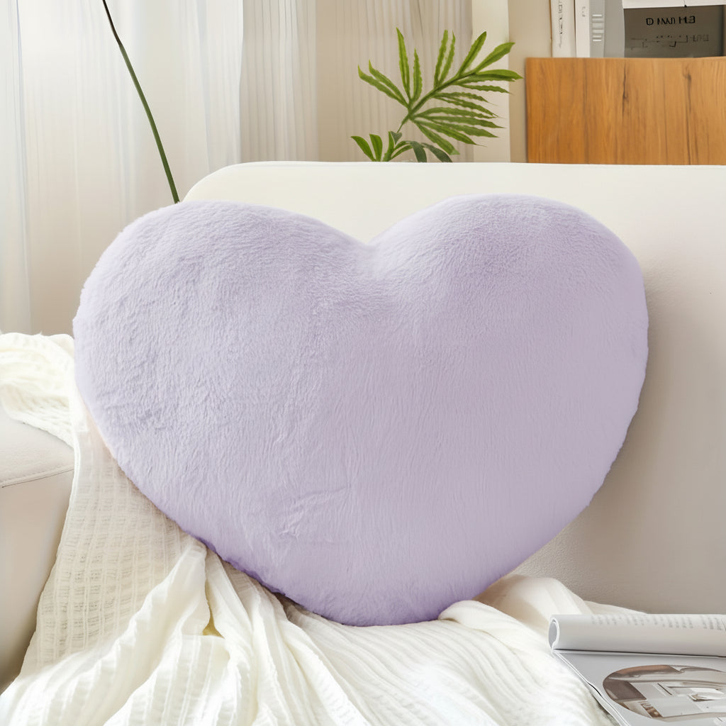 Cojín decorativo de felpa con forma de corazón