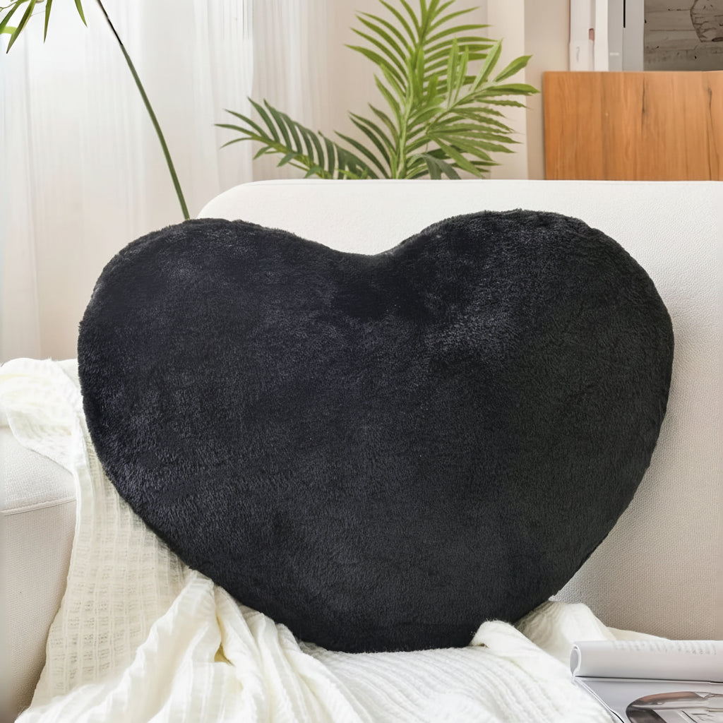Cojín decorativo de felpa con forma de corazón
