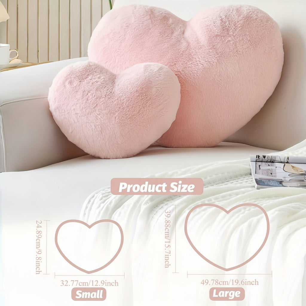 Cojín decorativo de felpa con forma de corazón