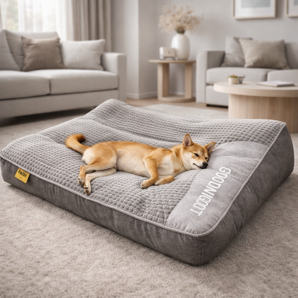 Cojín ortopédico para perros grande con reposacabezas y espuma viscoelástica de lujo