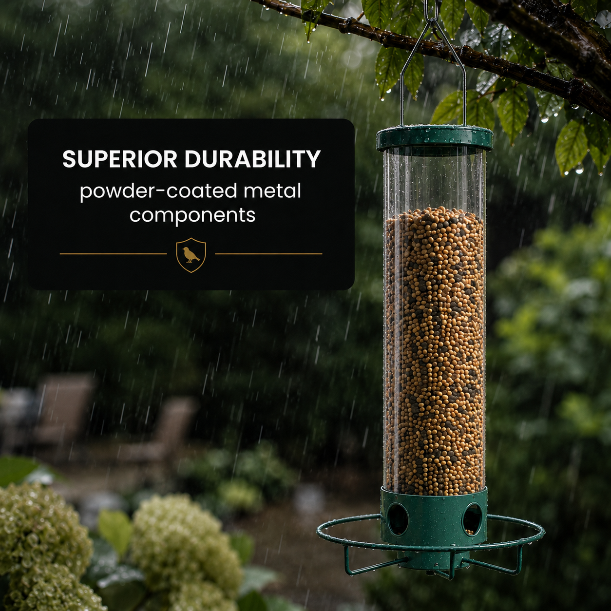 Comedero para pájaros a prueba de ardillas con percha giratoria
