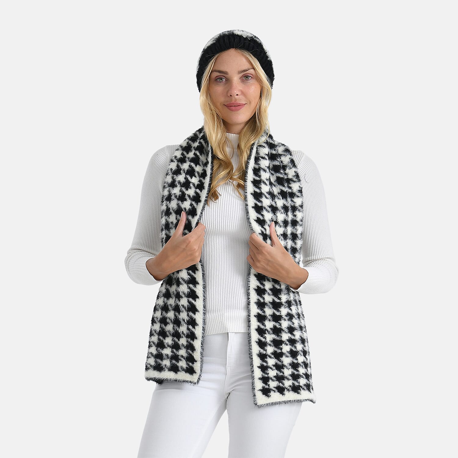 Conjunto de bufanda y gorro con estampado de leopardo para mujer Styled By – Accesorios de invierno de 2 piezas