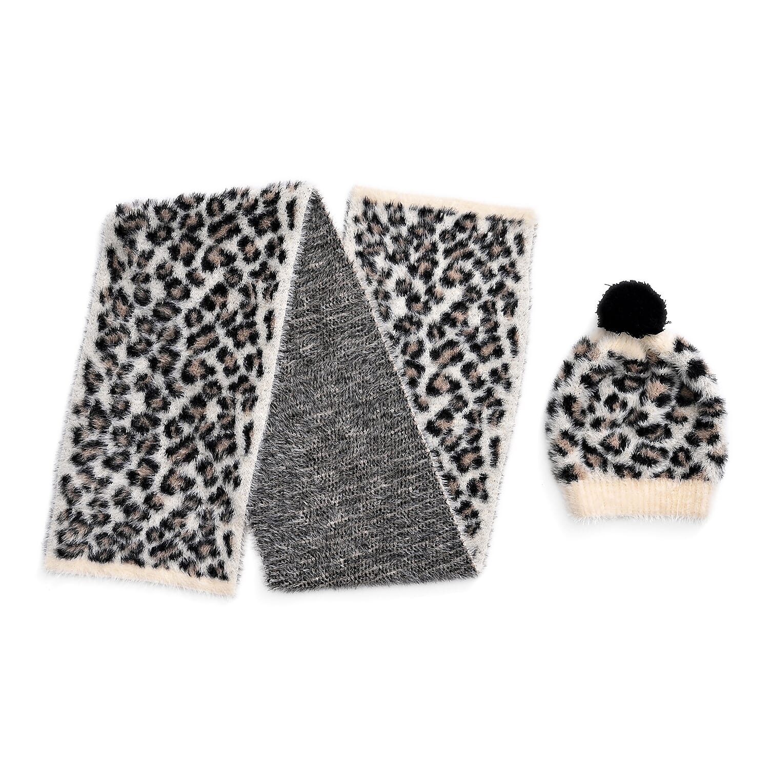 Conjunto de bufanda y gorro con estampado de leopardo para mujer Styled By – Accesorios de invierno de 2 piezas