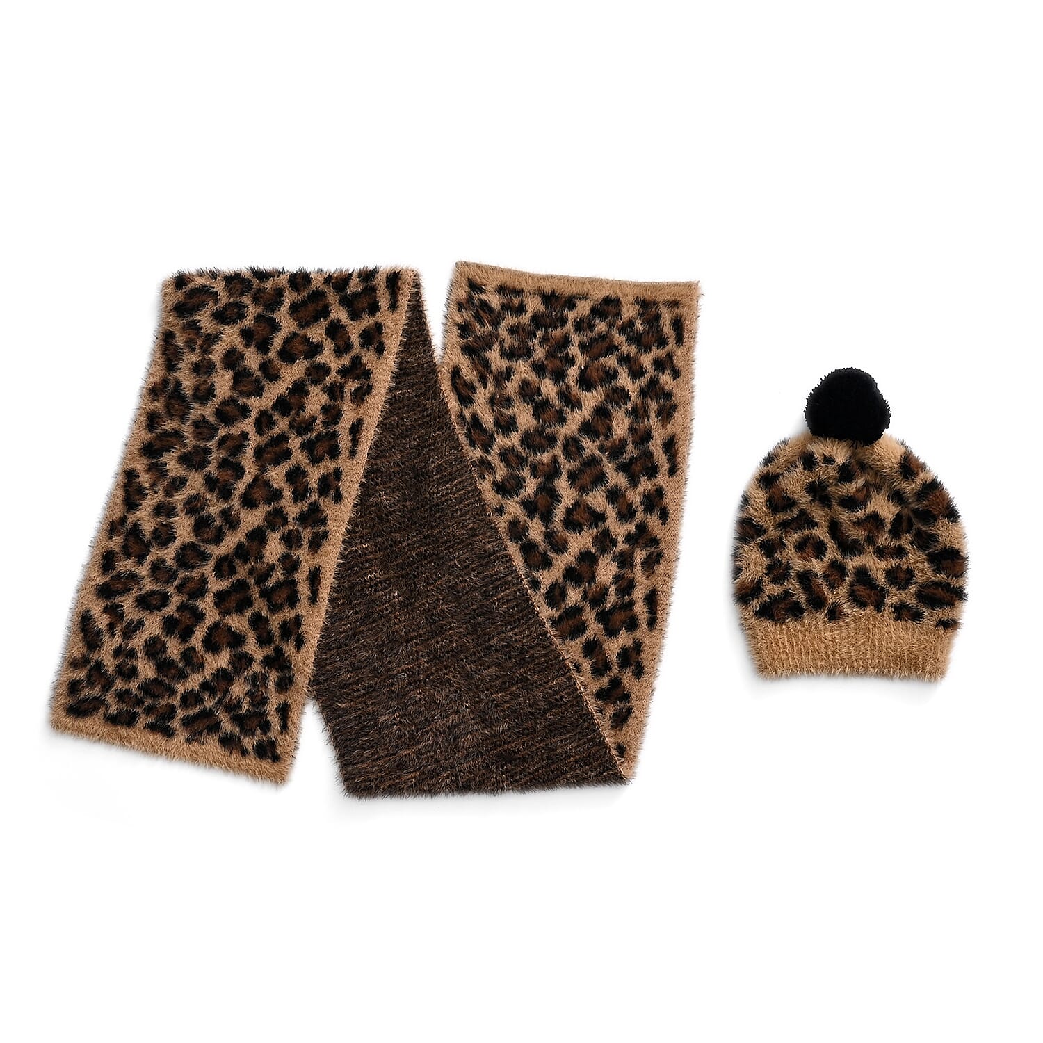 Conjunto de bufanda y gorro con estampado de leopardo para mujer Styled By – Accesorios de invierno de 2 piezas