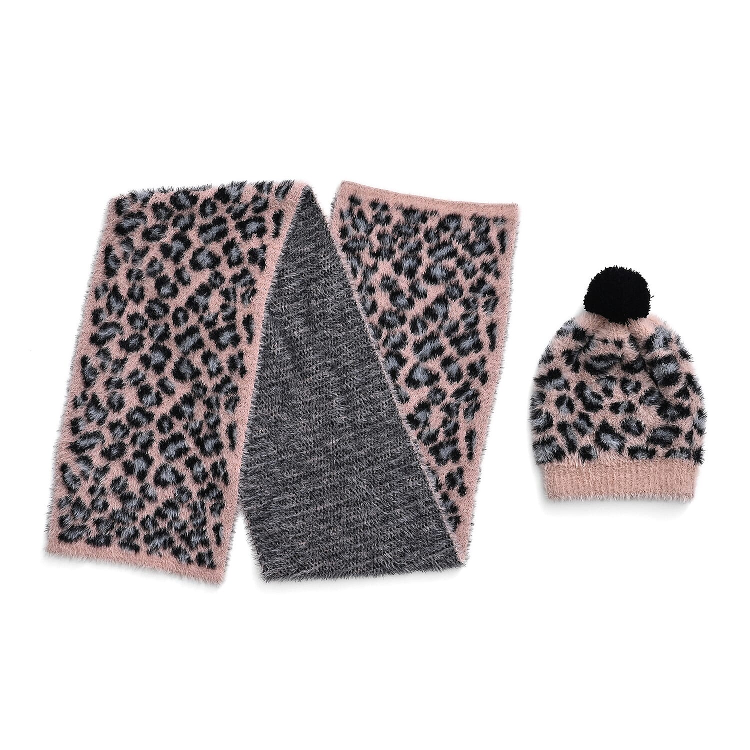 Conjunto de bufanda y gorro con estampado de leopardo para mujer Styled By – Accesorios de invierno de 2 piezas
