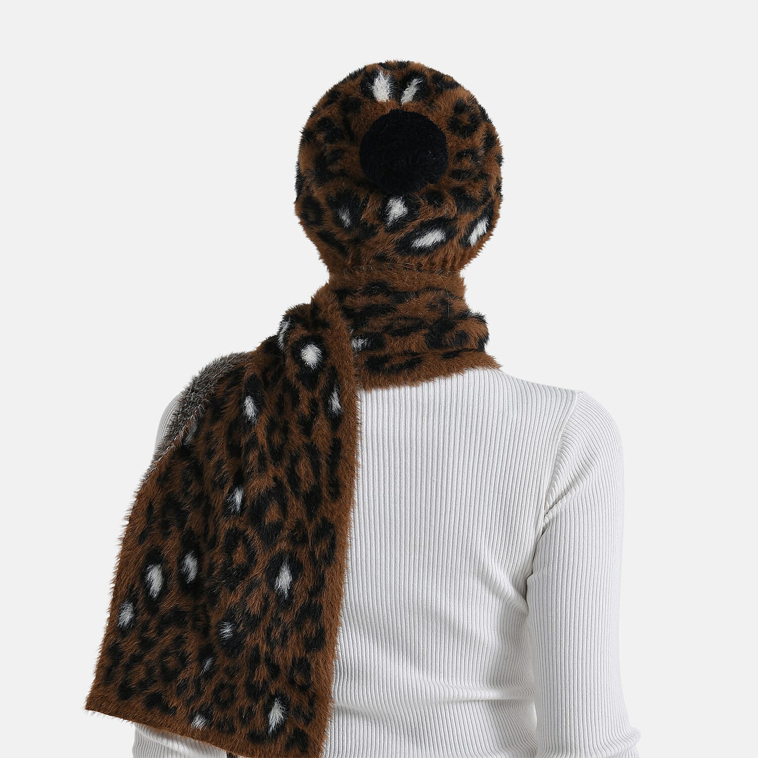 Conjunto de bufanda y gorro con estampado de leopardo para mujer Styled By – Accesorios de invierno de 2 piezas