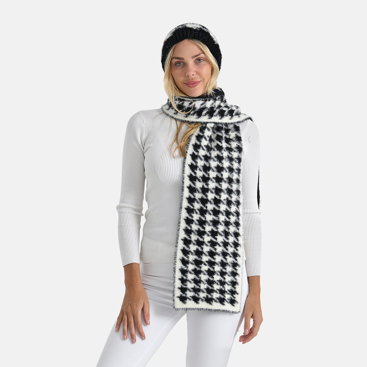 Conjunto de bufanda y gorro con estampado de leopardo para mujer Styled By – Accesorios de invierno de 2 piezas
