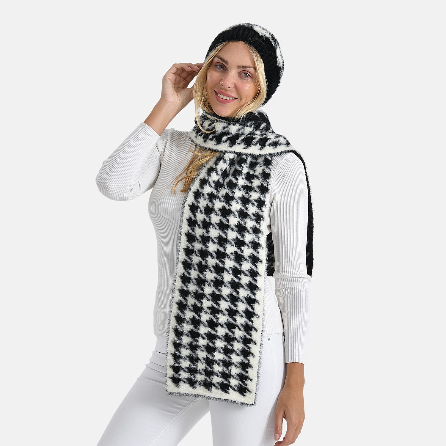 Conjunto de bufanda y gorro con estampado de leopardo para mujer Styled By – Accesorios de invierno de 2 piezas