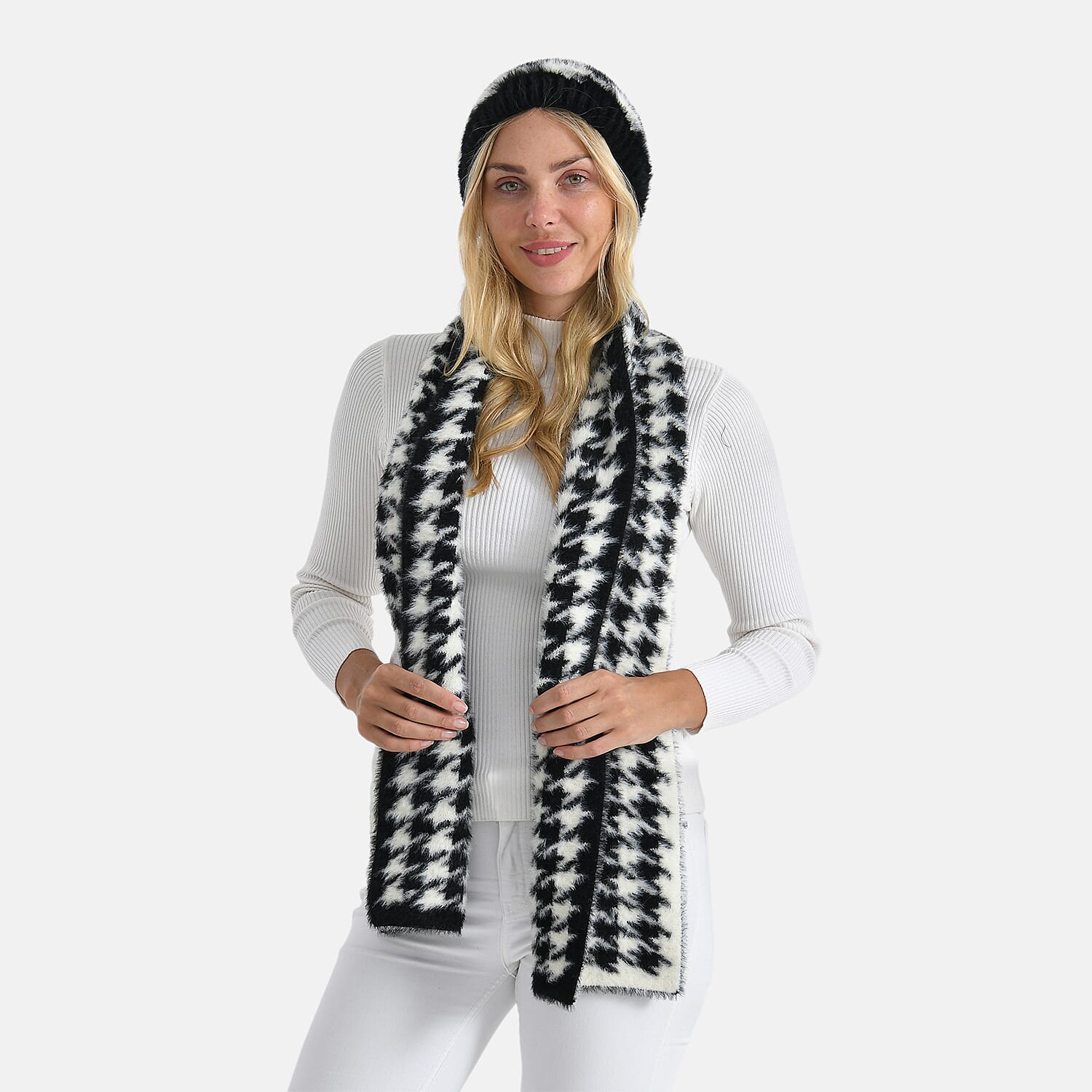 Conjunto de bufanda y gorro con estampado de leopardo para mujer Styled By – Accesorios de invierno de 2 piezas