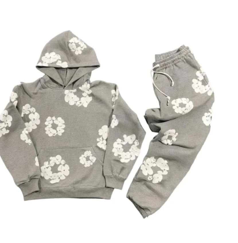 Conjunto de chándal con capucha y pantalón estampado floral