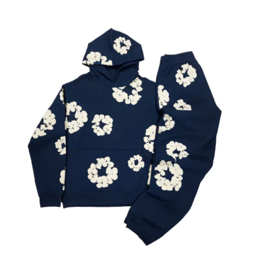 Conjunto de chándal con capucha y pantalón estampado floral