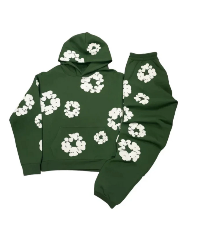 Conjunto de chándal con capucha y pantalón estampado floral