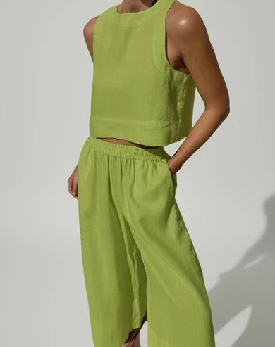 Conjunto de dos piezas de pierna ancha para mujer