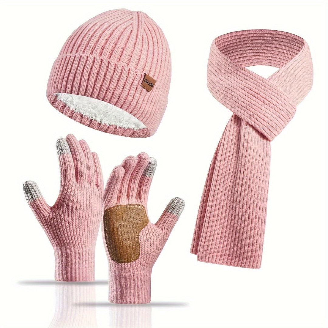 Conjunto de invierno de punto acogedor - 3 piezas para el calor