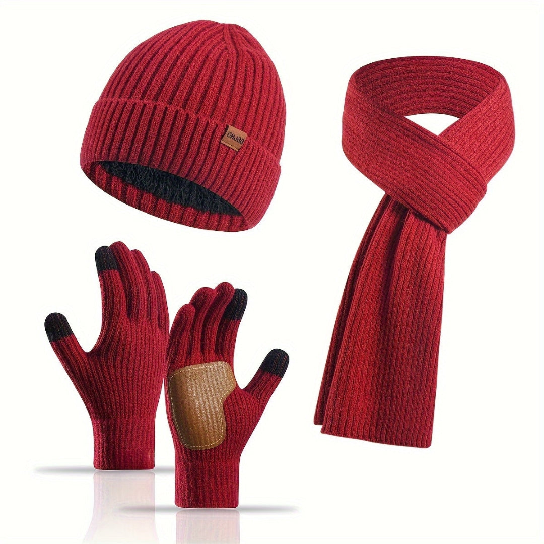 Conjunto de invierno de punto acogedor - 3 piezas para el calor