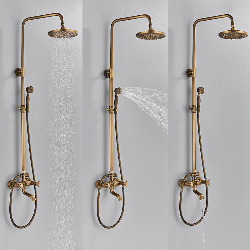Conjunto de grifería de ducha vintage en cobre con válvula termostática de latón