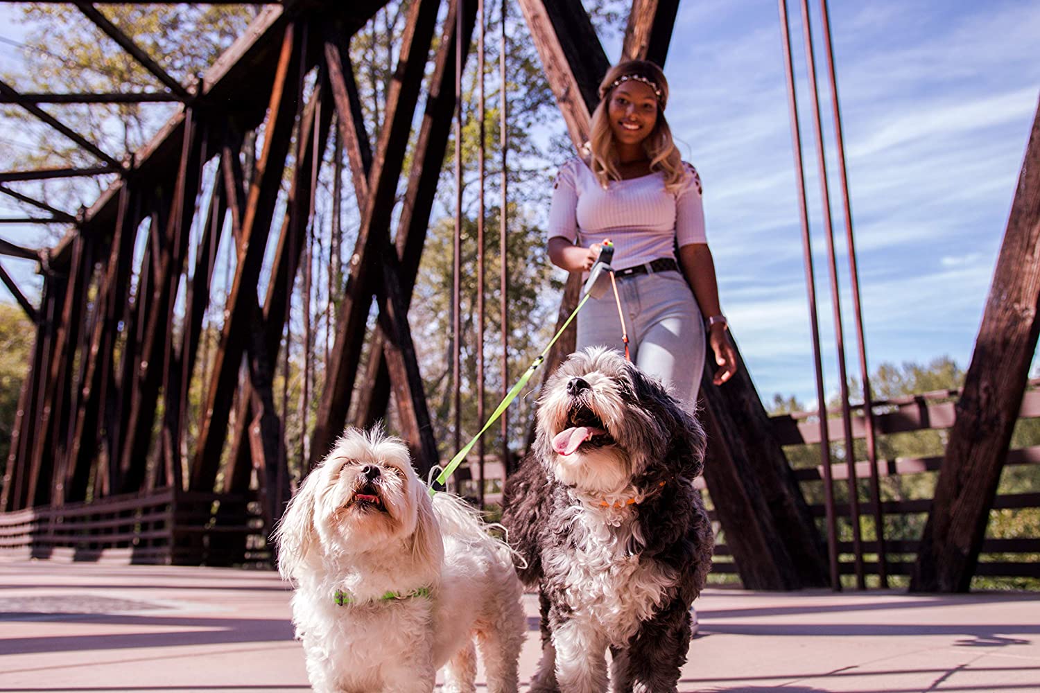 Correa doble para perros – Correa dual para 2 perros con giro 360°, sin enredos, reflectante
