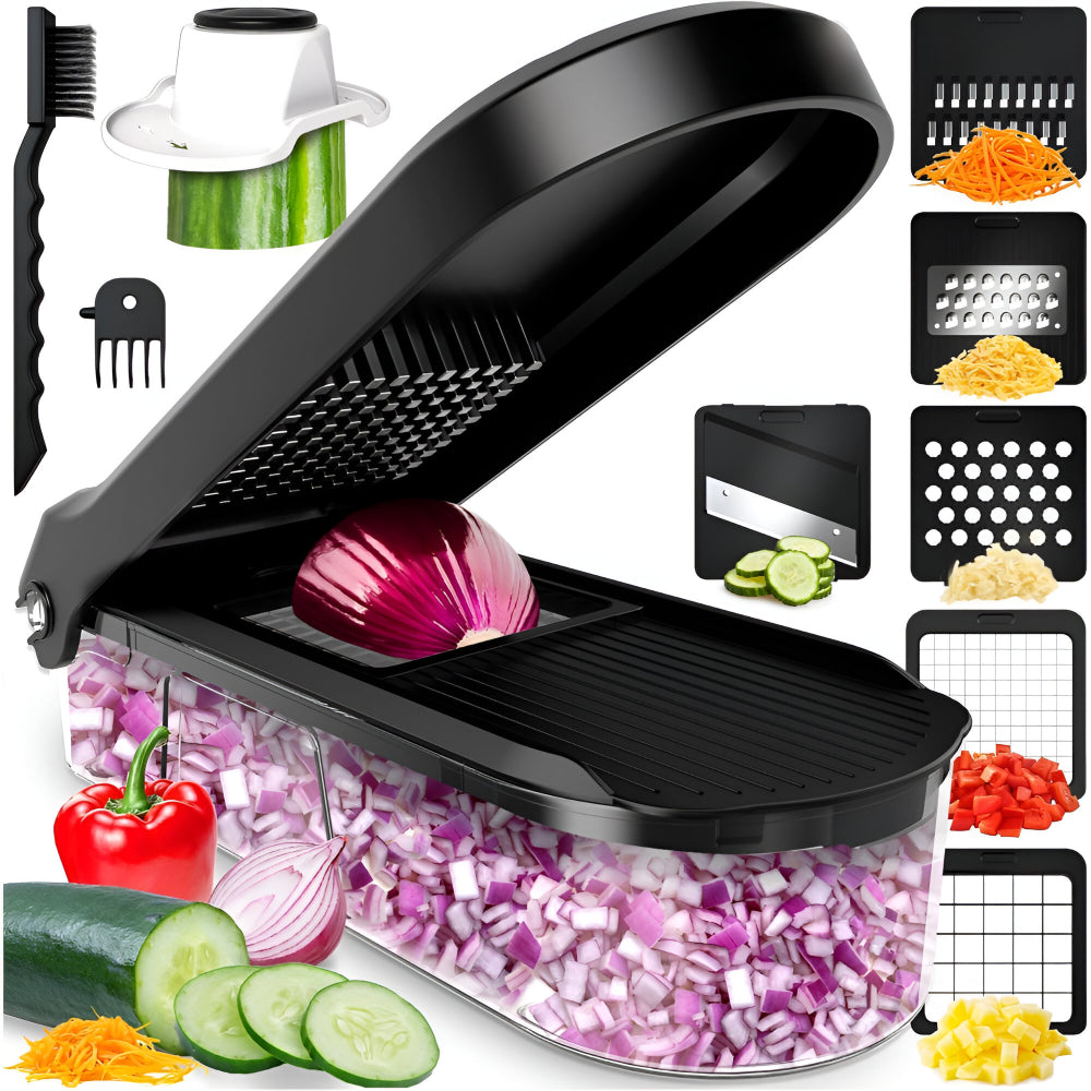 Cortador de verduras manual con set de cuchillas intercambiables
