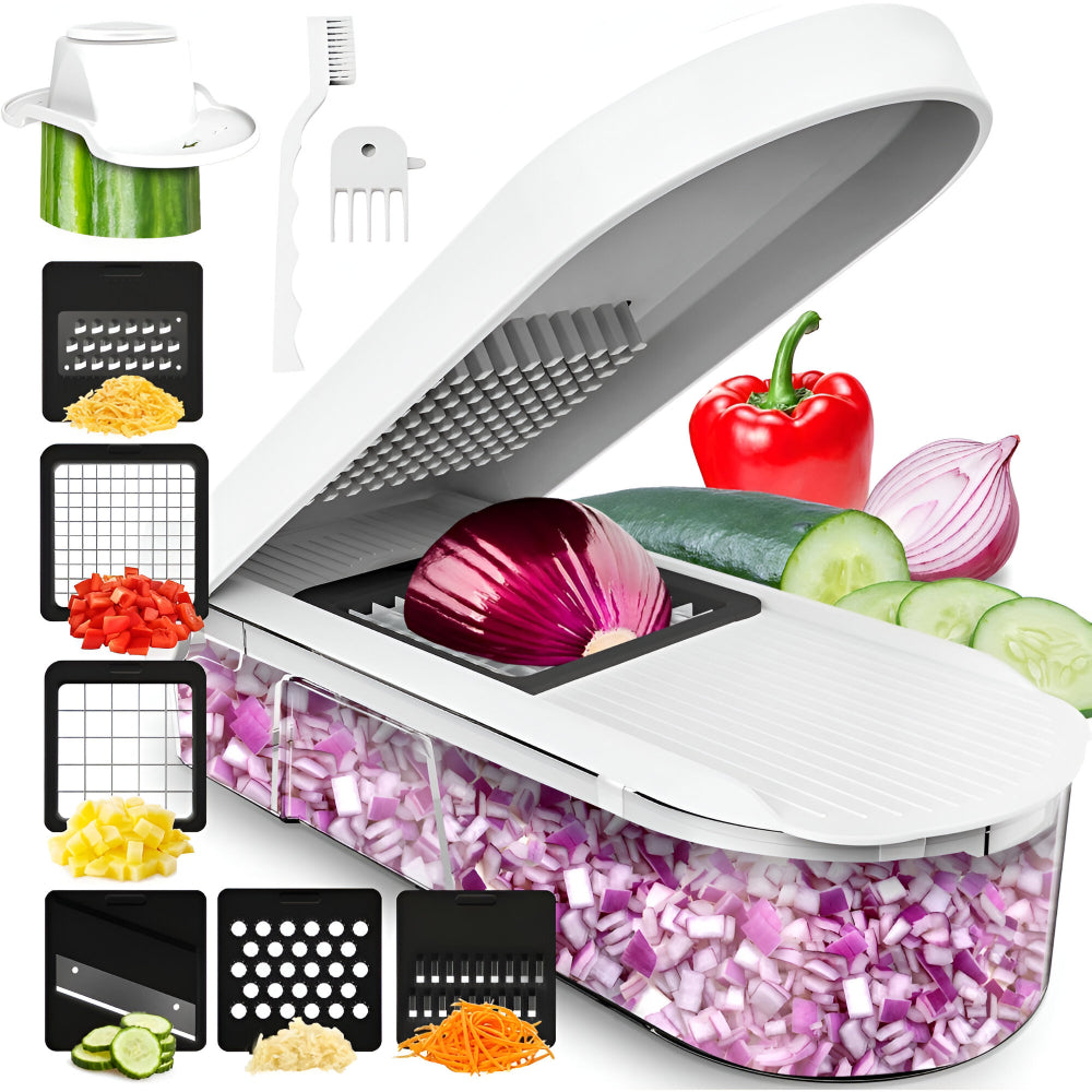 Cortador de verduras manual con set de cuchillas intercambiables