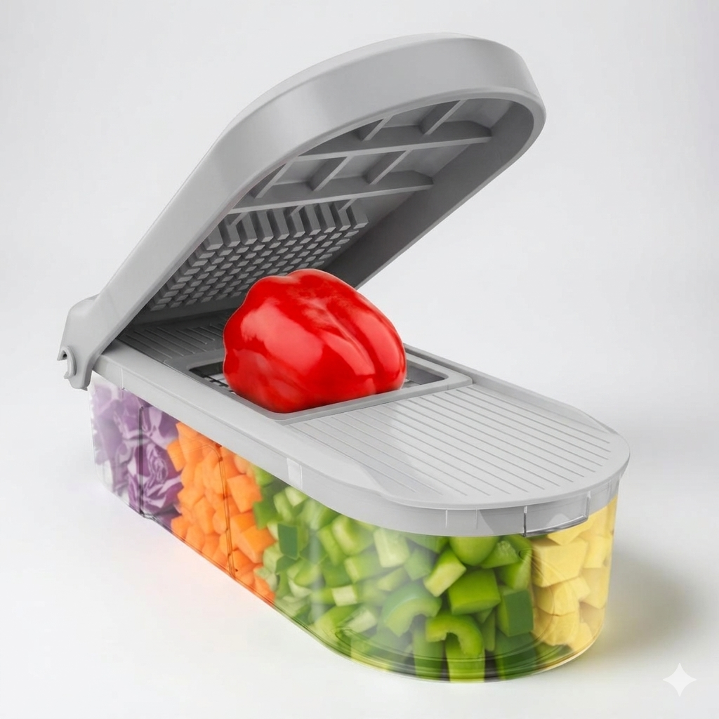 Cortador de verduras manual con set de cuchillas intercambiables