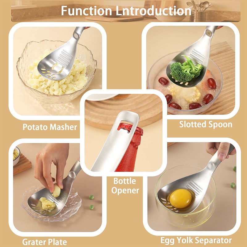 Cuchara ralladora multifunción de acero inoxidable para cocina