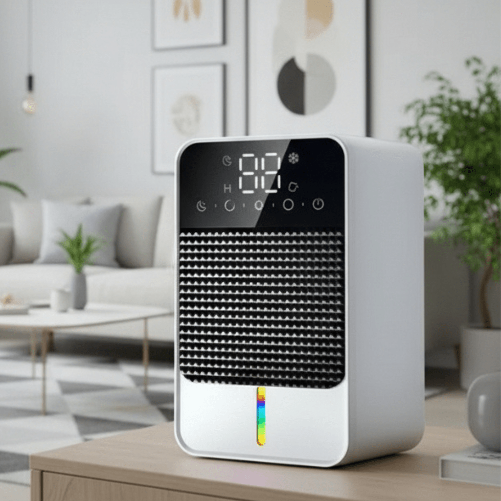 Deshumidificador Mini para Sótano y Dormitorio con Panel Táctil LED, Depósito de 1,5 l y Manguera de Drenaje