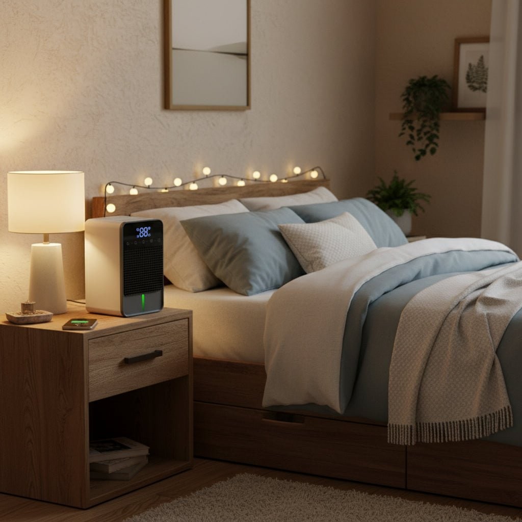 Deshumidificador Mini para Sótano y Dormitorio con Panel Táctil LED, Depósito de 1,5 l y Manguera de Drenaje