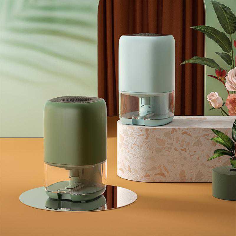 Deshumidificador mini portátil para sótano, trastero, armario y baño con depósito de agua transparente