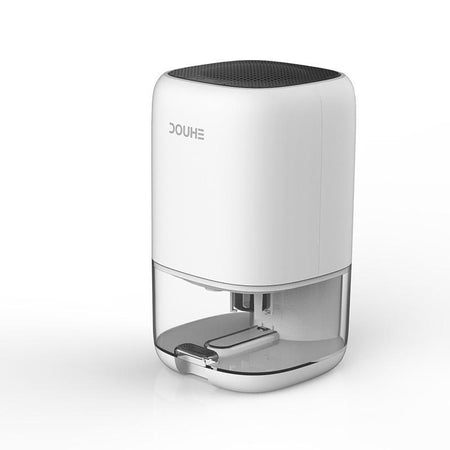 Deshumidificador mini portátil para sótano, trastero, armario y baño con depósito de agua transparente