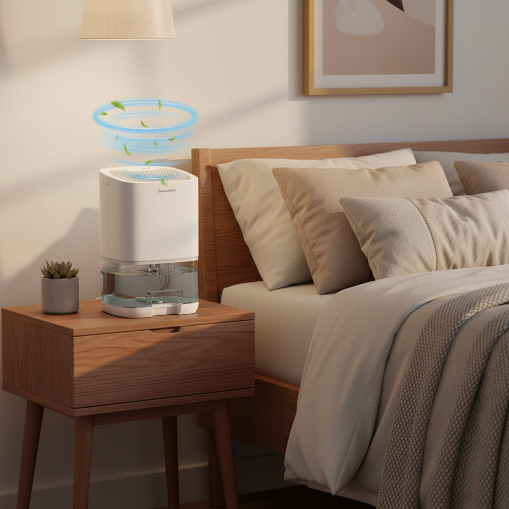 Deshumidificador portátil compacto para el hogar con filtro de aire