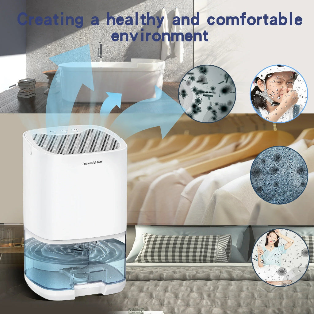 Deshumidificador portátil compacto para el hogar con filtro de aire