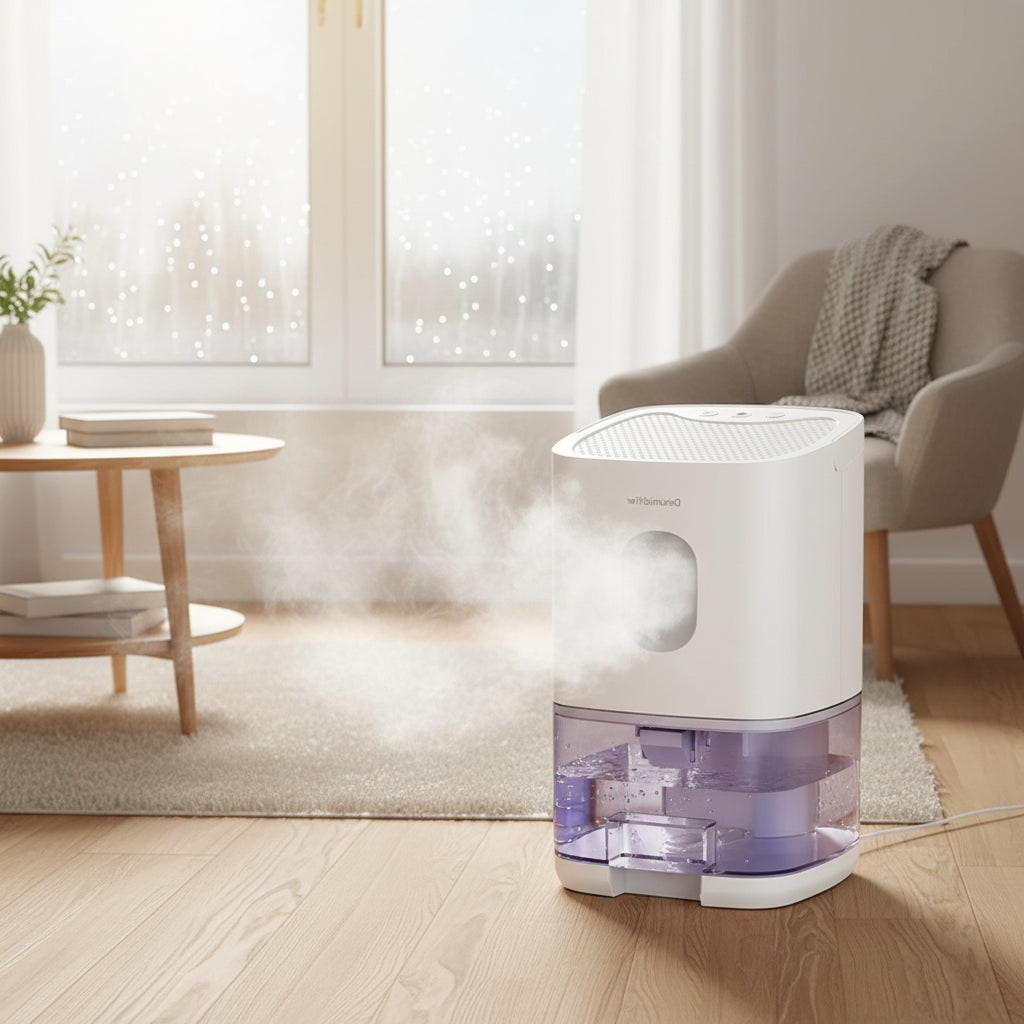 Deshumidificador portátil para dormitorio, sótano y espacios pequeños con funcionamiento silencioso