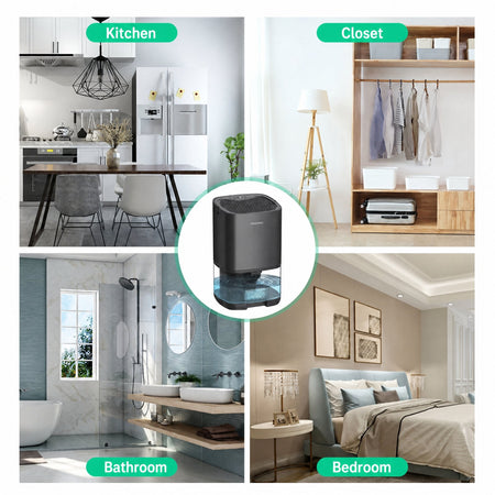 Deshumidificador portátil para sótano y dormitorio con manguera de drenaje e indicador LED del depósito