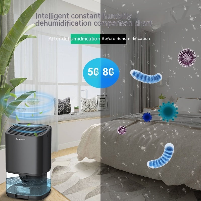 Deshumidificador portátil para sótano y dormitorio con manguera de drenaje e indicador LED del depósito