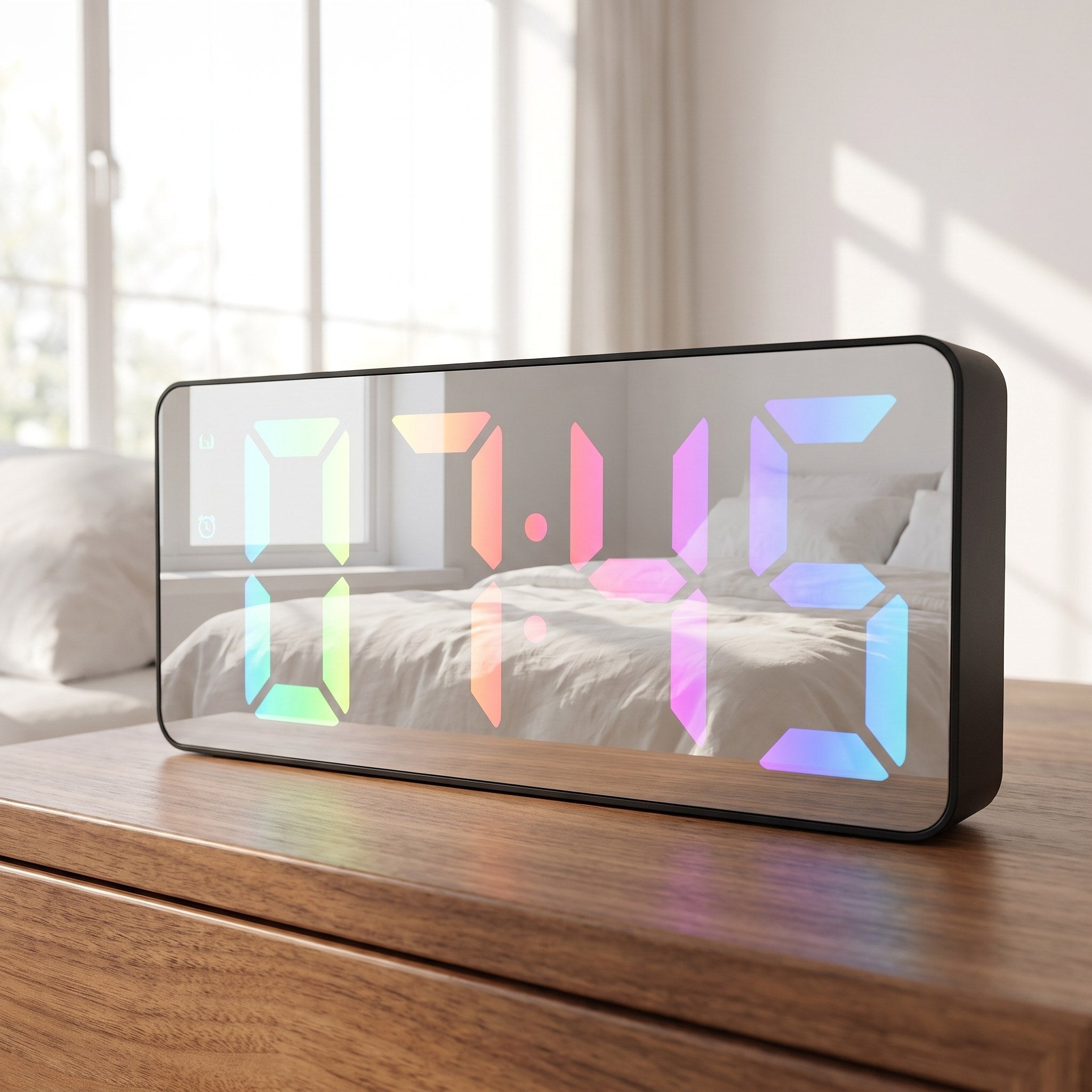 Despertador digital con acabado de espejo