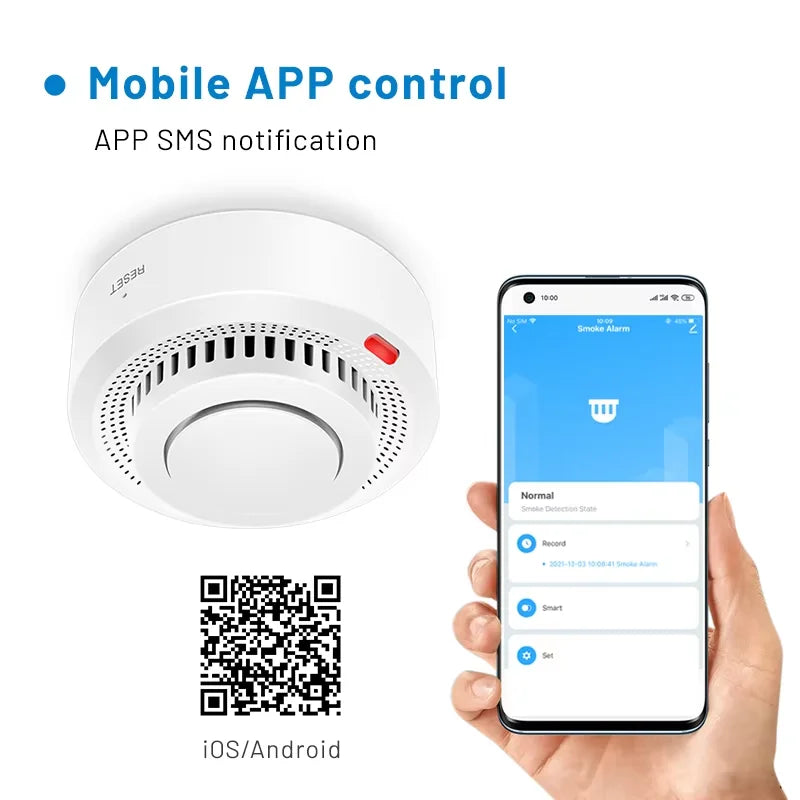 Detector inteligente WiFi de humo y calor con alarma de incendios