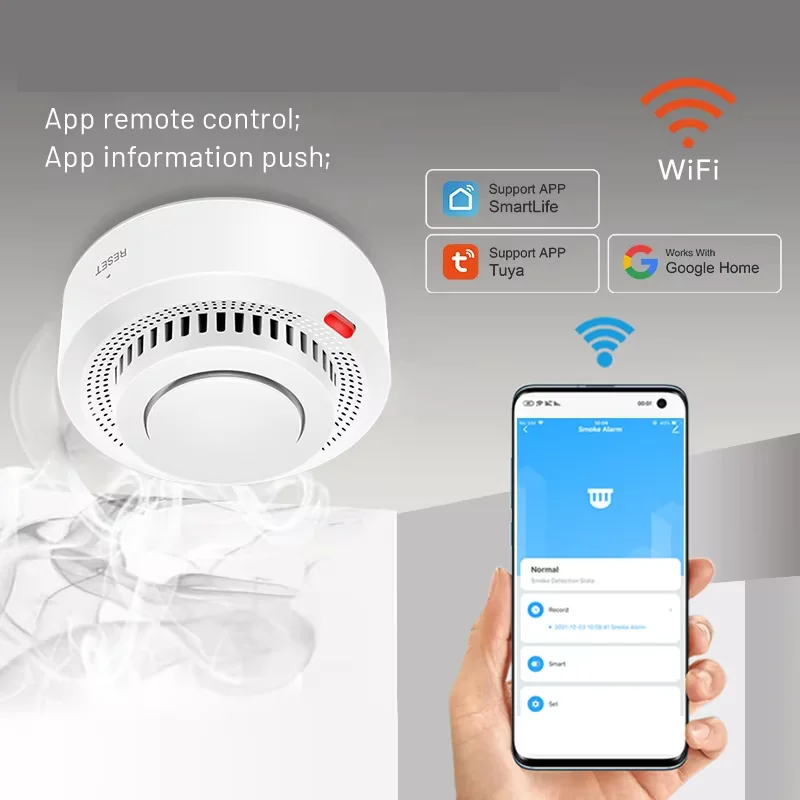 Detector inteligente WiFi de humo y calor con alarma de incendios