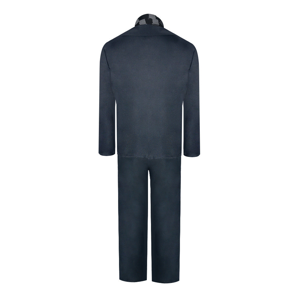 Disfraz de traje gris con bufanda de rayas para hombre