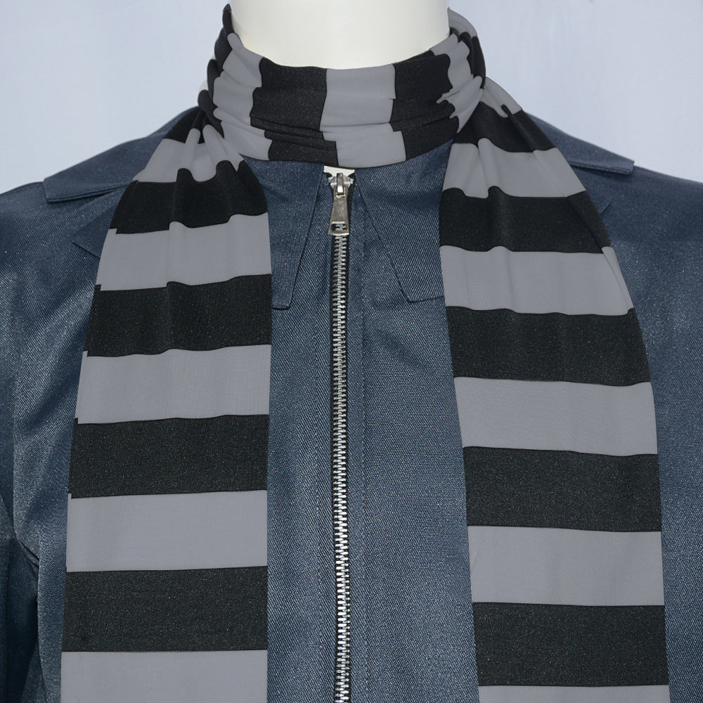 Disfraz de traje gris con bufanda de rayas para hombre