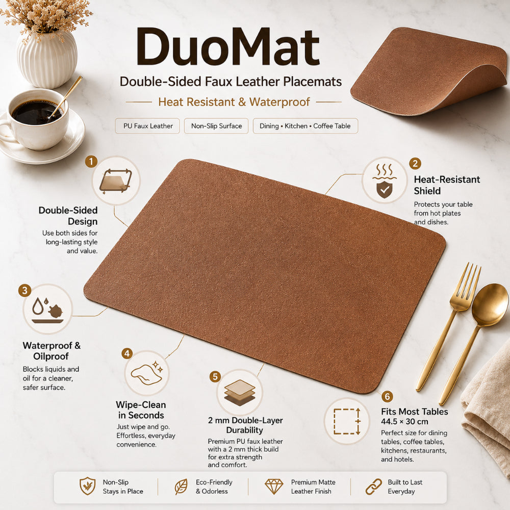 DuoMat | Manteles individuales de piel sintética reversibles | Resistentes al calor e impermeables