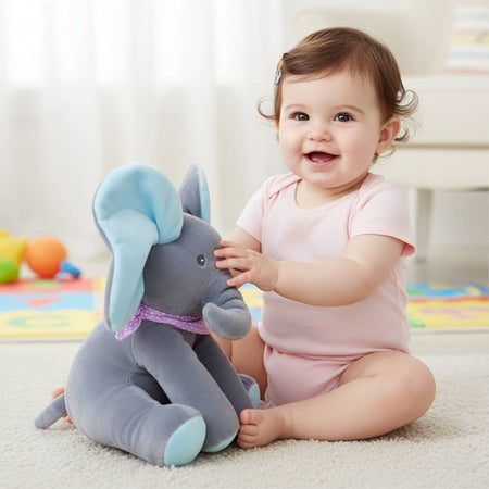 Elefante de peluche interactivo con cucú y canciones